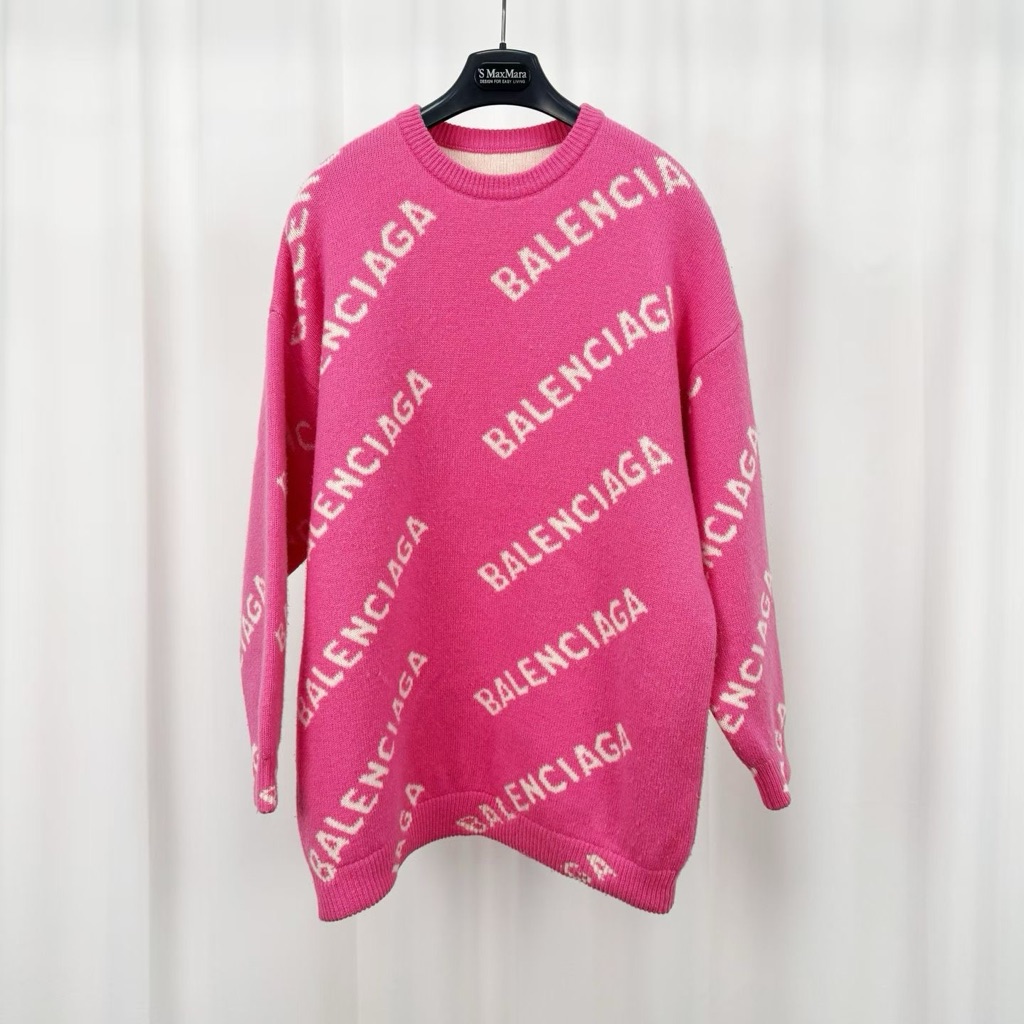 Authentic Balenciaga Bold Pink Crew Neck Sweater